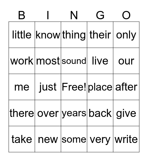 First Grade Fry Words List 6 Bingo Card