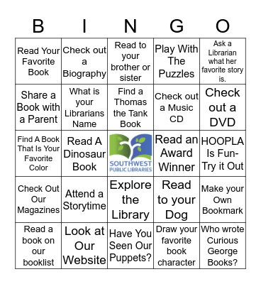 2018 National Library Week Challenge Bingo Card