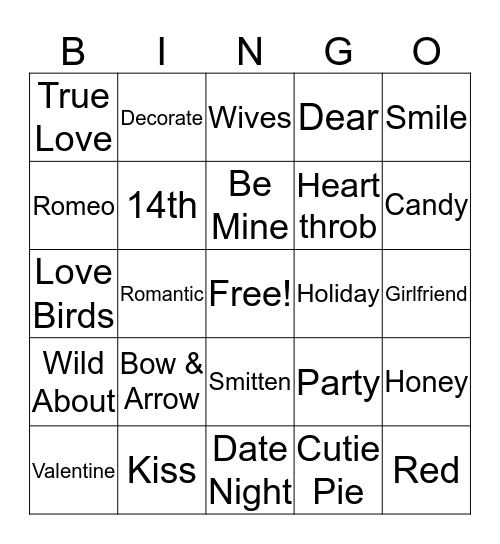 VALENTINE Bingo Card