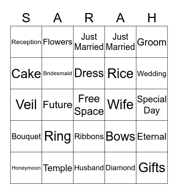 Sarah Bingo Card
