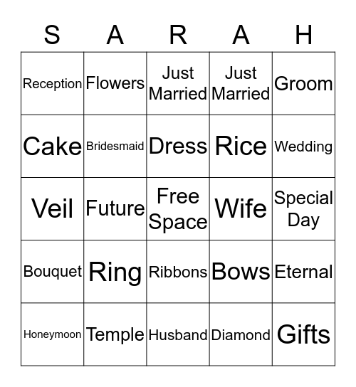 Sarah Bingo Card