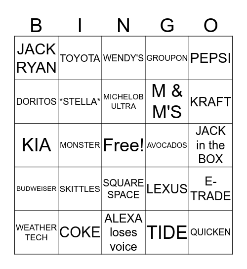 2018 BEARS DEN COMMERCIAL BINGO Card