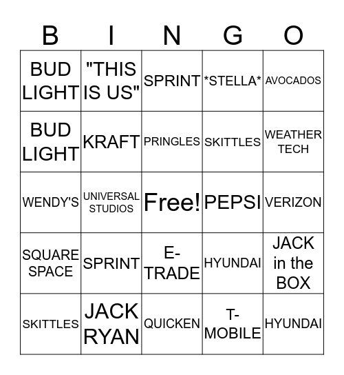 2018 BEARS DEN COMMERCIAL BINGO Card