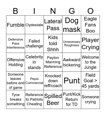 Super Bowlingo! Bingo Card