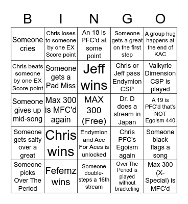 KAC + Extra Exclusive BINGO Card