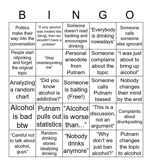 MSPA-Lit Alcohol BINGO Card