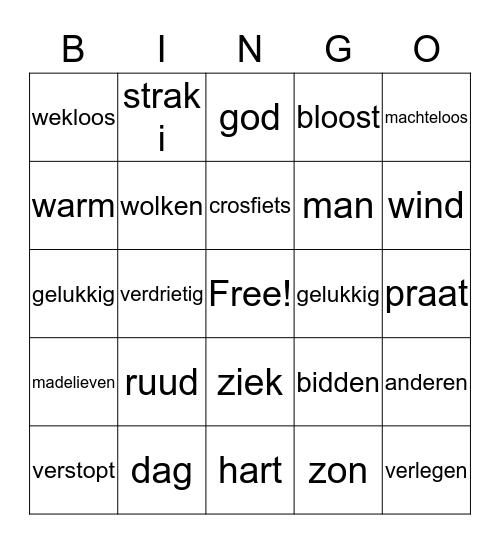 het bankje in de zon Bingo Card