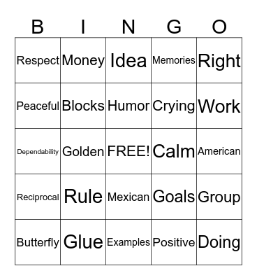 Friendship Bingo Card