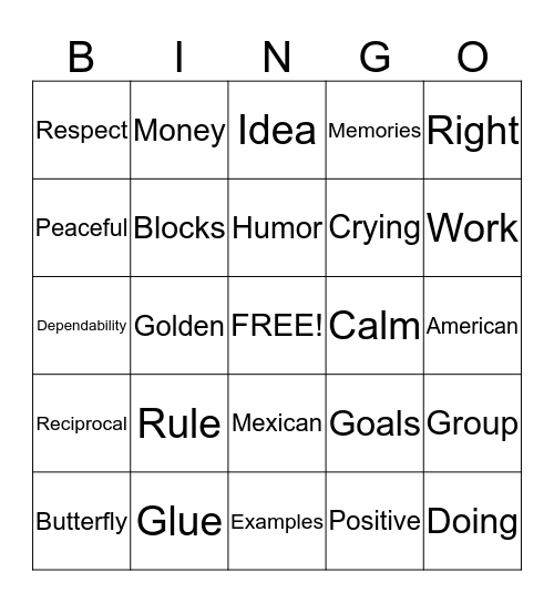 Friendship Bingo Card