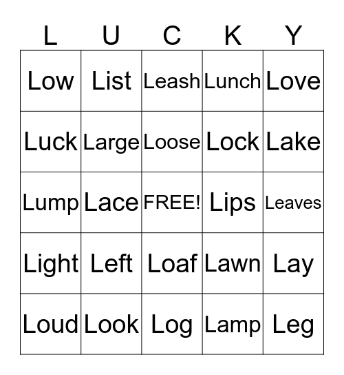 The Lucky BINGO Game Bingo Card