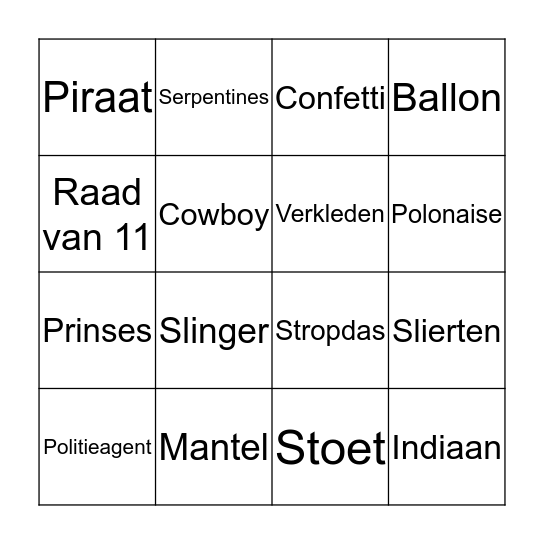 Bingo Carnaval Bingo Card