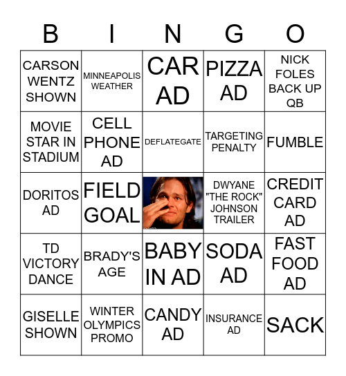 Super Bowl LII Bingo Card