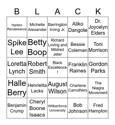 Black History Bingo  Bingo Card