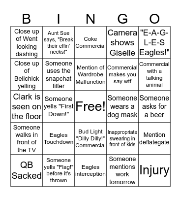 SUPER BOWL BINGO Card