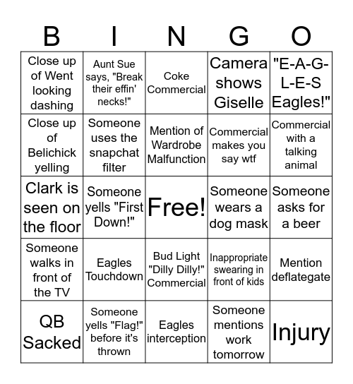 SUPER BOWL BINGO Card