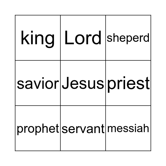 Chúa Giêsu - Jesus Bingo Card