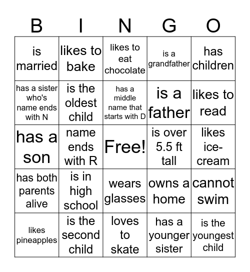 LCG Bingo Card