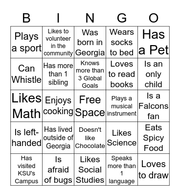 Find Someone Who Bingo Card