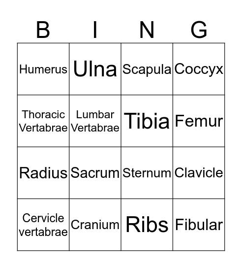 Bones Bingo Card