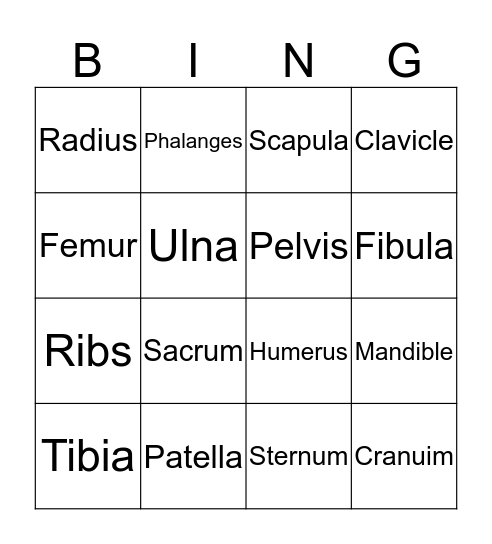 Bones Bingo Card