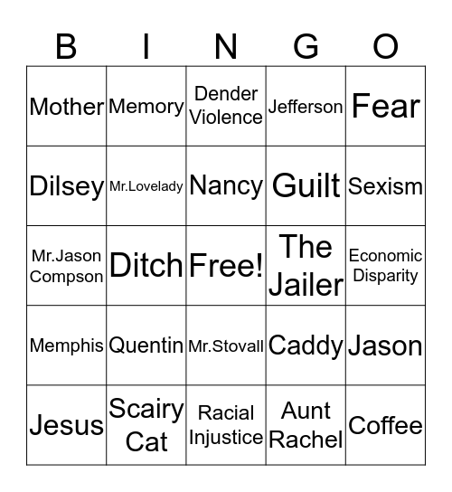 That Evening Sun Bingo Card