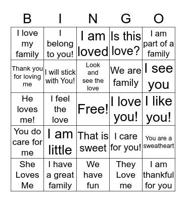 I am Loved Bingo Card