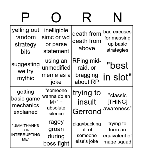 Bas Bingo Card