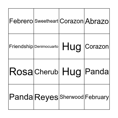 Happy Valentine's Day Bingo Card