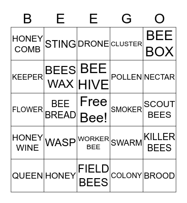 BEE-GO Bingo Card