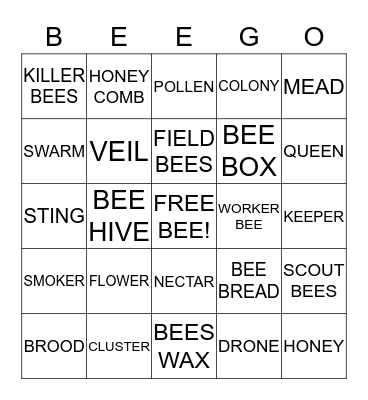 BEE-GO Bingo Card