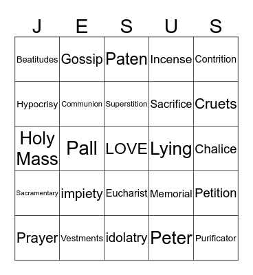 JESUS BINGO FUN Bingo Card