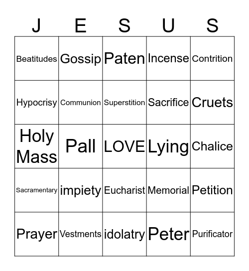 JESUS BINGO FUN Bingo Card