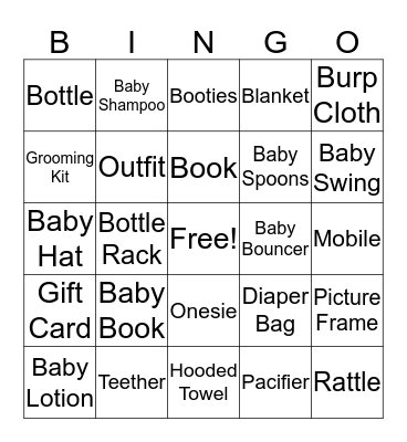 Baby Boy Bingo Card