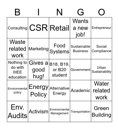 IIIEE Alumni BINGO Card