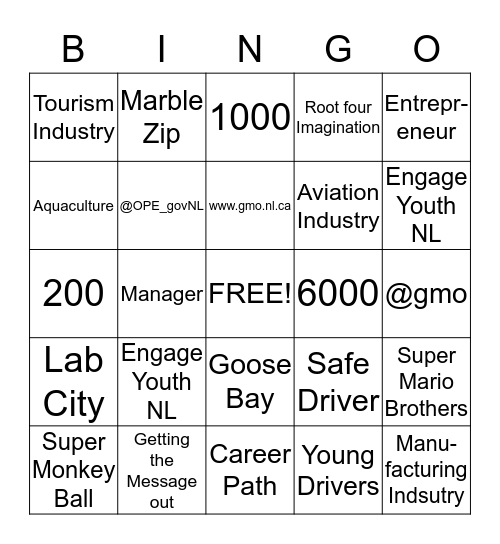 gmoGO Bingo Card