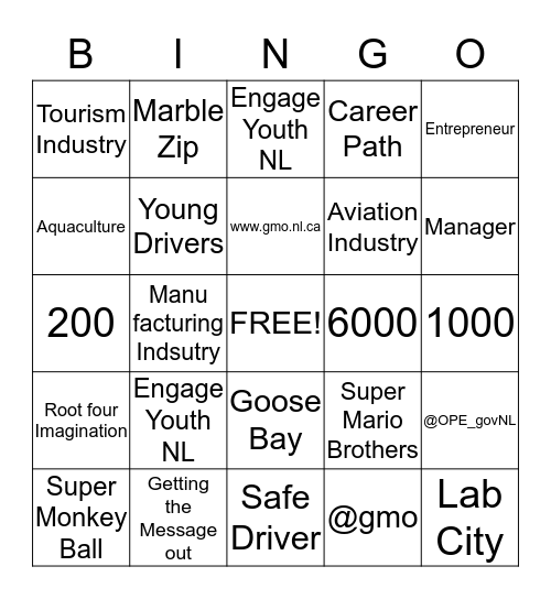 gmoGO Bingo Card
