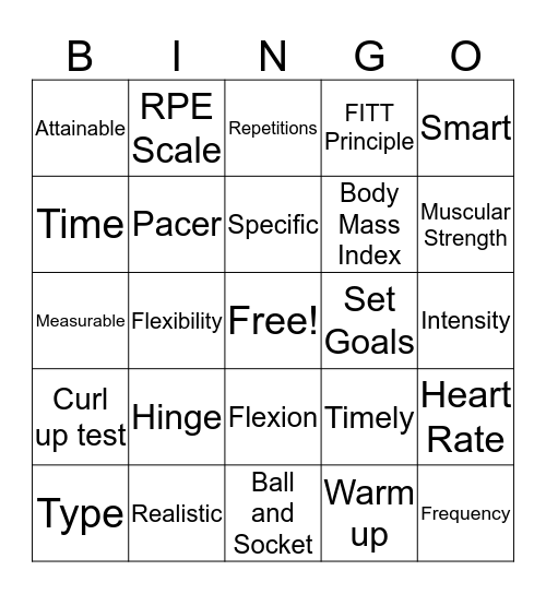 Common Assessment Review Bingo Card