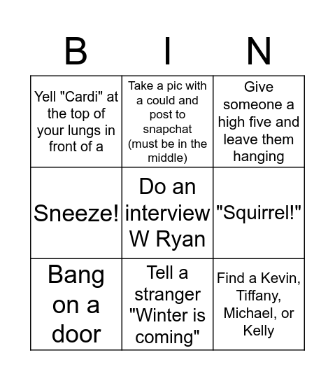 YOLO Bingo Card