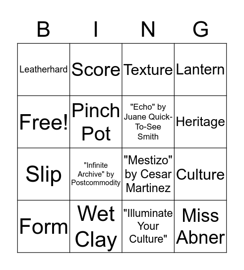 Illuminate Your Culture Bingo Card