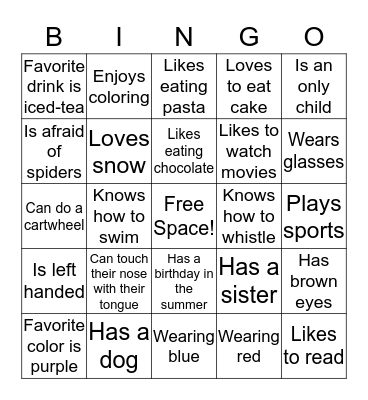 Get To Know You Bingo! Bingo Card