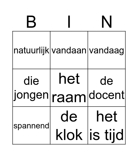 Taalthuis Bingo Card