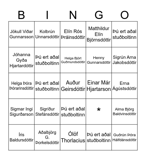 Viðskiptaumsjón Bingo Card