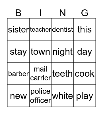 My new town Bingo Card