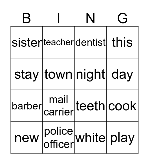 My new town Bingo Card
