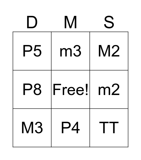 Interval Bingo! Bingo Card