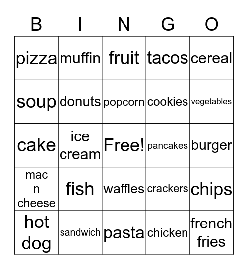 FOOD  Bingo Card