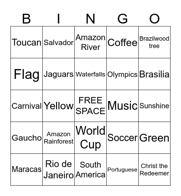 Brazil Bingo Card