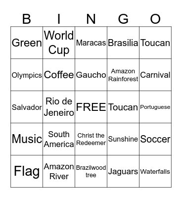 Brazil Bingo Card