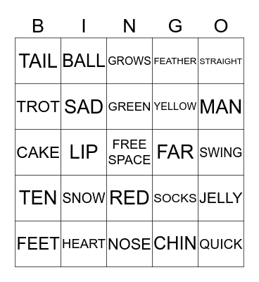 RHYMING BINGO Card