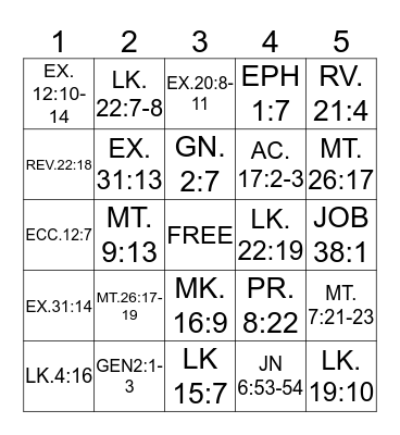 PASSOVER AND SABBATH DAY Bingo Card